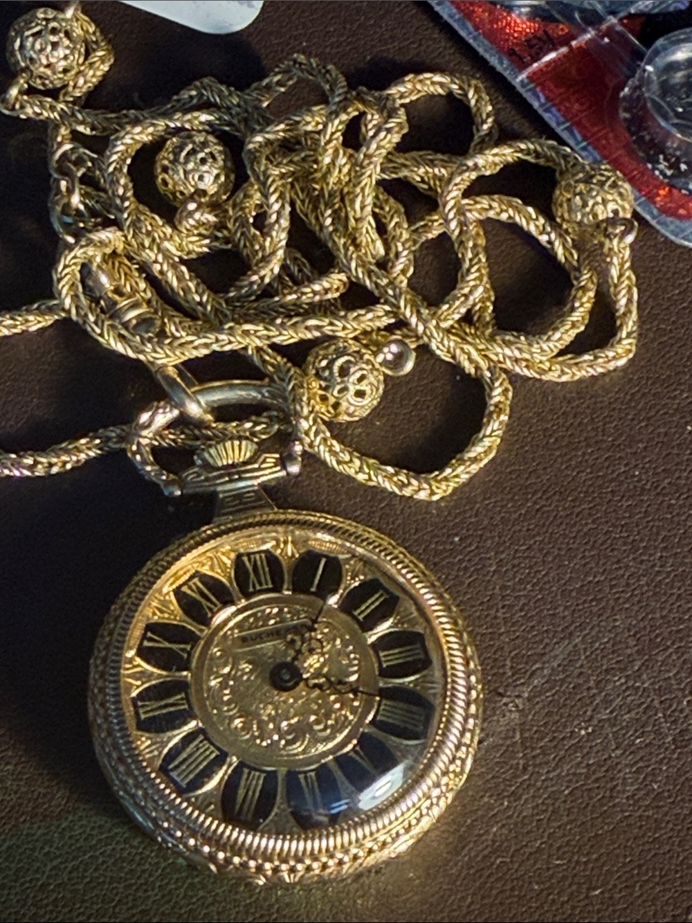 Gold-Tone Filigree Pocket Watch Pendant Necklace - Women